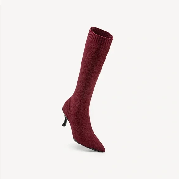 Cosy Island Burgundy Pointed Toe Heeled Long Boots- Brand New - Picture 5 of 15